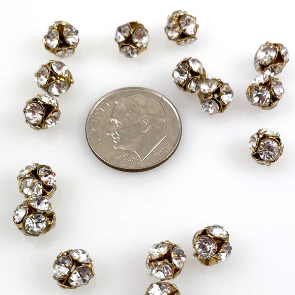 Crystal Rhinestone Beads Balls 6mm - 6 beads