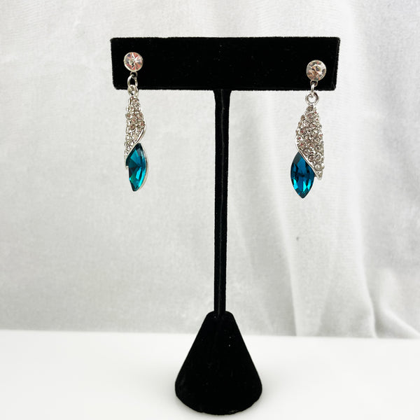 Teal on sale rhinestone earrings