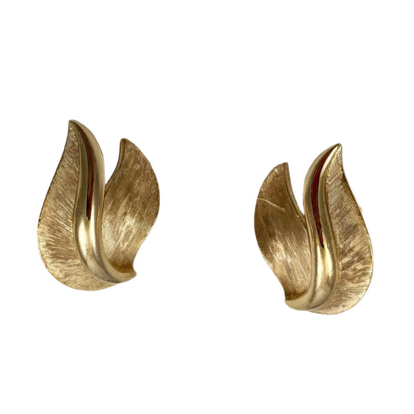 Vintage Trifari gold-tone, clip-on modern earrings! on sale