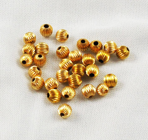 6mm Corrugated-Fluted Round Beads, 14K Gold Filled Beads (10 Pieces)