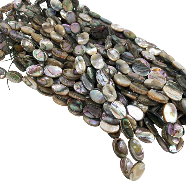 Abalone Shell Oval Beads • 8x12 mm Size • 40 cm length • AAA Quality • –  GARNET IMPEX USA