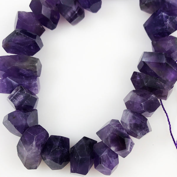 Amethyst beads Organic large Chunky Nuggets faceted full strand