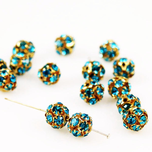Crystal Rhinestone Beads Balls 6mm - 6 beads