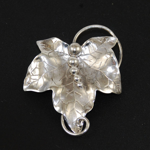 Jewel Art - Sterling Silver Filigree Leaf Brooch