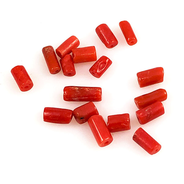 Italian Whiteheart Beads - Large Red Orange Tubes