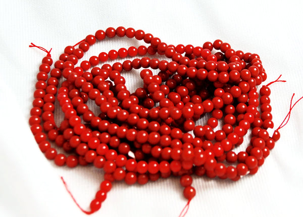 Red Jade Dyed Quartz 5mm Beads- Sold Per Strand