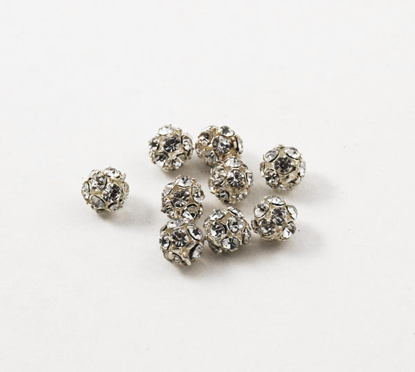 Silver Plated Full Crystal AB Rhinestone Balls 8mm - 6 beads – Estate Beads  & Jewelry