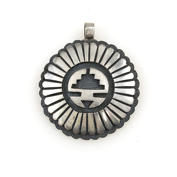 Hopi Sun Face Sterling Pendant by Mark Tawahongva