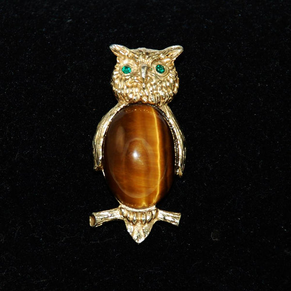 Vintage high quality Brooch tigers eye gold filled Charm Pendant