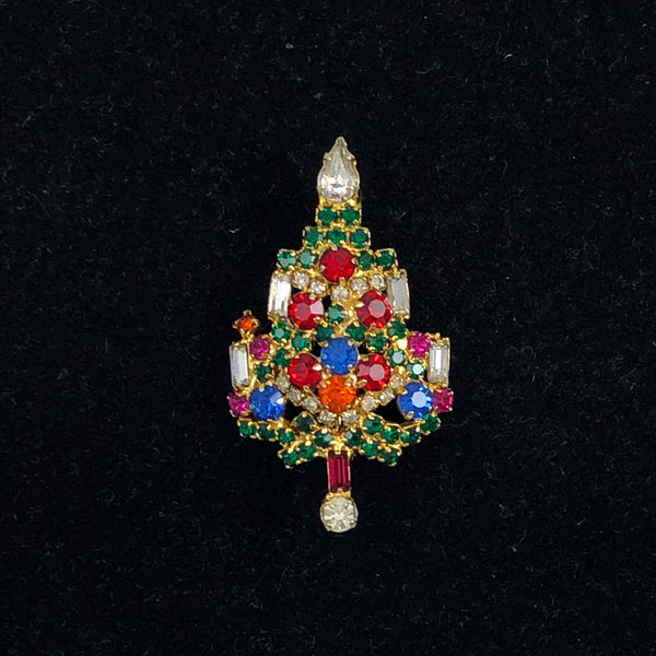 Copperton Lane: Warner Rhinestone Christmas Tree With Candles Brooch Pin,  Pins, Brooches, 16194