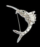 Pave Rhinestone Swordfish or Marlin Brooch Vintage