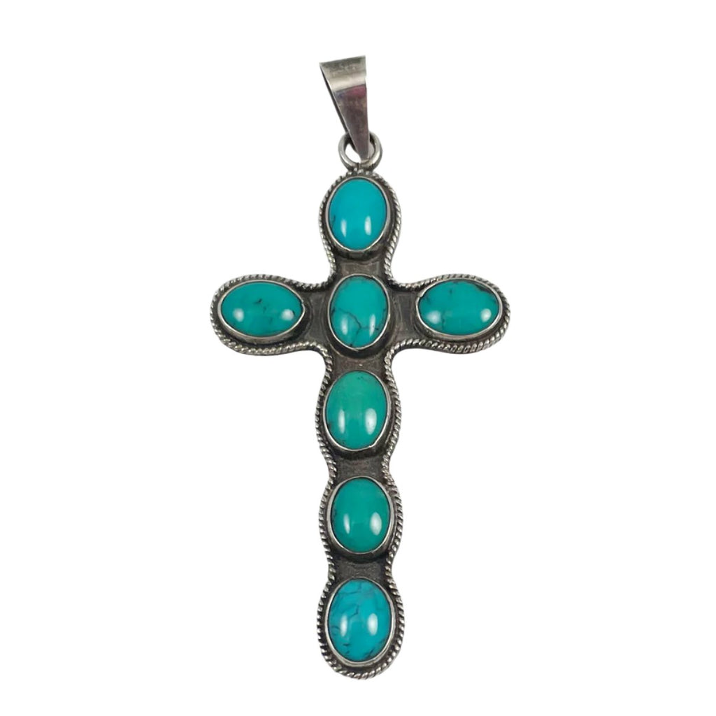 Sterling Silver & Turquoise Cross Pendant Navajo