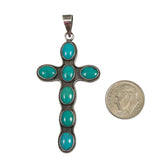 Sterling Silver & Turquoise Cross Pendant Navajo