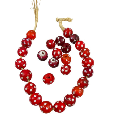 Antique Red White Venetian Skunk Trade Beads