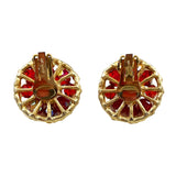 Kramer Red Rhinestone Gold Vintage Earrings