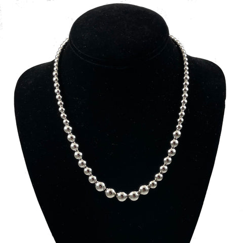 Italian Sterling Silver Graduated Bead Necklace