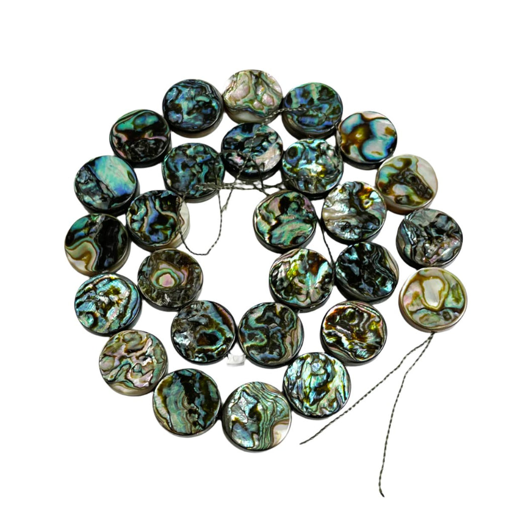 Paua Abalone Shell 15mm Coin Beads