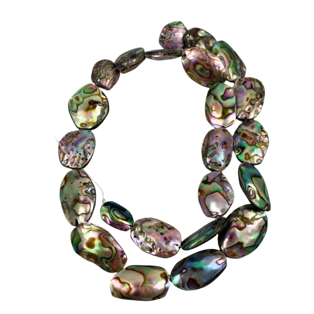 Paua Abalone Shell Double Sided Oval Beads