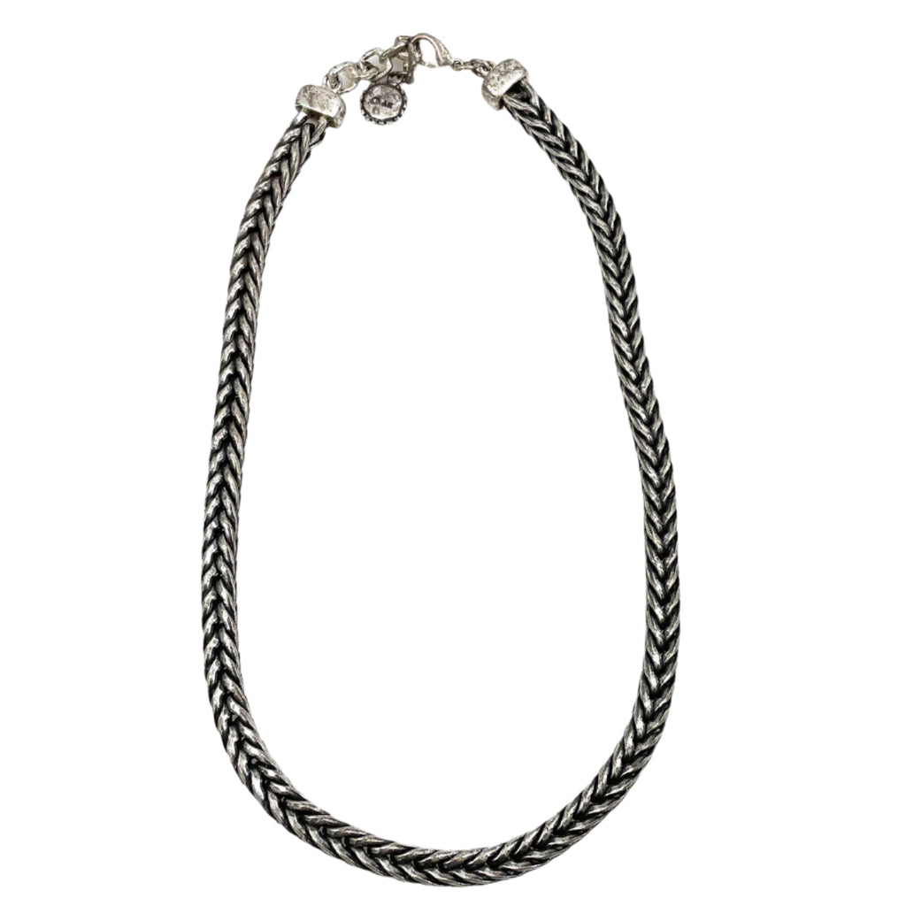 Anne Klein Thick Silver Herringbone Chain Necklace