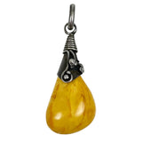 Extra Large Amber Sterling Teardrop Pendant Vintage