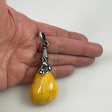 Extra Large Amber Sterling Teardrop Pendant Vintage