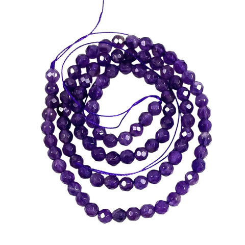 Dark Amethyst Faceted 4mm Round Beads