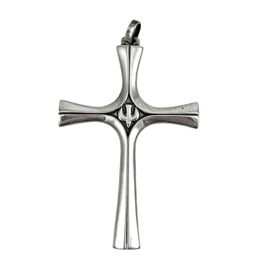 Large James Avery Sterling Serenity Cross Descending Dove Pendant