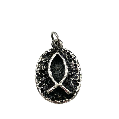 James Avery Textured Ichthus Fish Sterling Pendant 