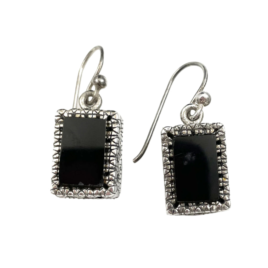 Barse Sterling Silver Black Onyx Earrings Vintage