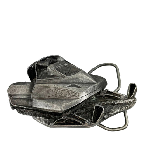 Pewter Snow Mobile Belt Buckle by Bergamot 1978