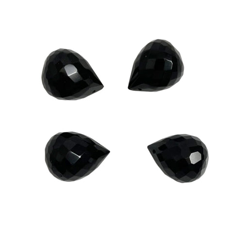 Black Faceted Glass Drops Briolettes 