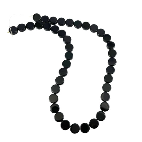 Black Onyx Gemstone Coin Beads 10mm