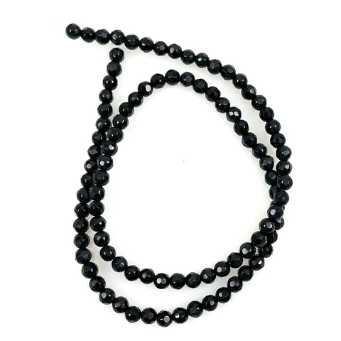 Black Onyx Faceted Round Gemstone Beads