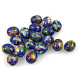 Blue Cloisonne Oval Beads Chinese 10 x 8mm (18)