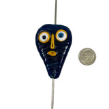 Large Blue Glass Face Bead Pendant