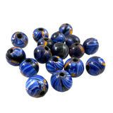 Blue Millefiori Round Glass Beads 16mm Vintage
