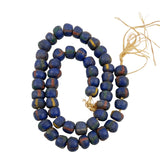 African Cobalt Blue Striped Powder Glass Beads 16mm