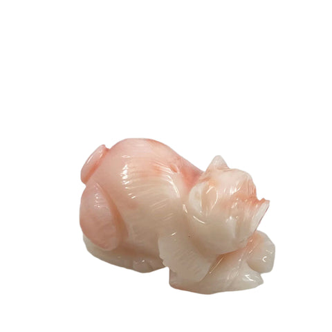 Carved Angel Skin Coral Pig Pendant Bead Zodiac