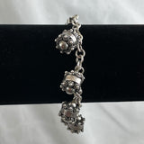 Mexican Sterling Silver Cannetille Charm Bracelet Vintage