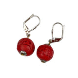 Carved Chinese Cinnabar Earrings Vintage