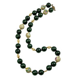 Green Jade & Cloisonne Beaded Necklace Vintage Chinese