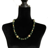 Green Jade & Cloisonne Beaded Necklace Vintage Chinese