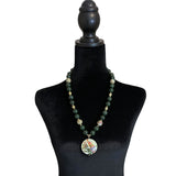 Green Jade & Cloisonne Beaded Necklace Vintage Chinese