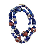 Antique Cobalt Chevron Trade Beads Necklace Blue Red