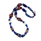 Antique Cobalt Chevron Trade Beads Necklace 