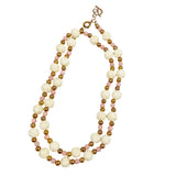 Dancraft rose quartz bone roses gold necklace