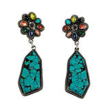 Navajo Turquoise Gemstone Sterling Earrings signed