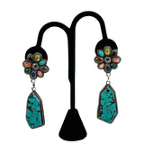 Navajo Turquoise Gemstone Sterling Earrings Vintage