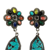 Navajo Turquoise Gemstone Sterling Earrings Archie Ganadonegro