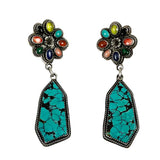 Navajo Turquoise Gemstone Sterling Earrings A Ganado